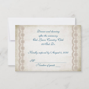 Alte Hochzeitsspitzenbordüre RSVP Karte