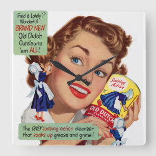 Alte Holländische Cleanser-Dame Quadratische Wanduhr