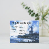 Alte holländische Pancake Recipe Card Postkarte (Stehend Vorderseite)