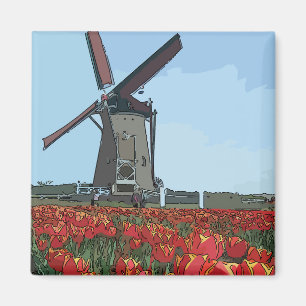 Alte holländische Windmühle Magnet