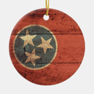 Alte Holz-Tennessee-Flagge; Keramik Ornament