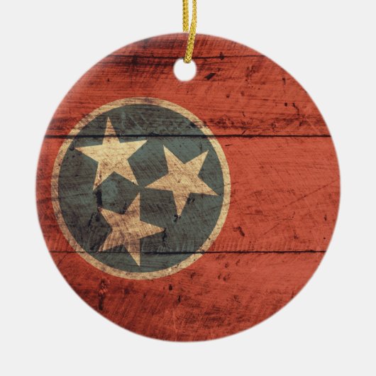 Alte Holz-Tennessee-Flagge; Keramik Ornament (Vorne)