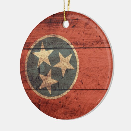 Alte Holz-Tennessee-Flagge; Keramik Ornament (Links)