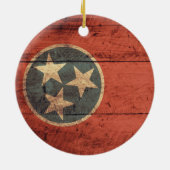 Alte Holz-Tennessee-Flagge; Keramik Ornament (Hinten)
