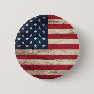 Alte hölzerne amerikanische Flagge Button