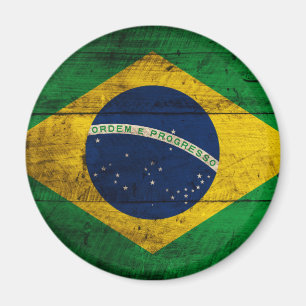 Alte hölzerne Brasilien-Flagge Magnet