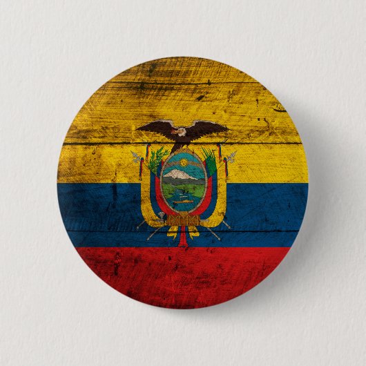 Alte hölzerne Ecuador-Flagge Button (Vorderseite)