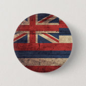 Alte hölzerne Hawaii-Flagge; Button (Vorderseite)