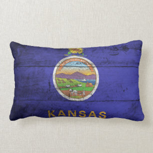 Alte hölzerne Kansas-Flagge; Lendenkissen