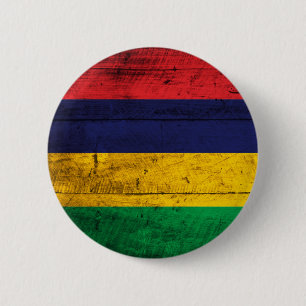 Alte hölzerne Mauritius-Flagge Button