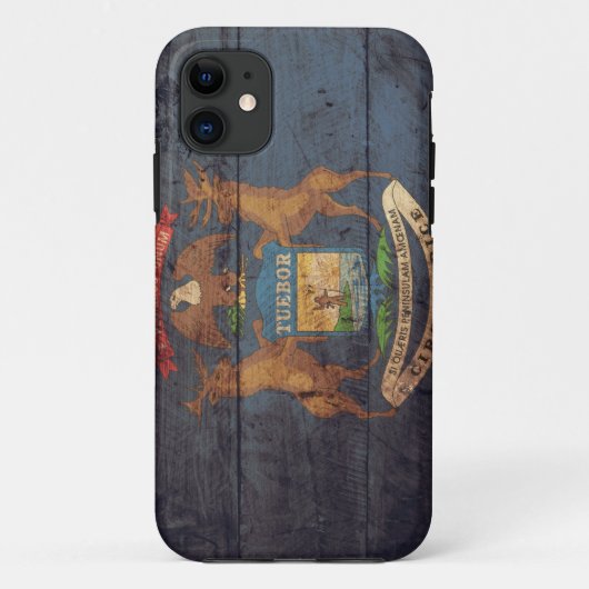 Alte hölzerne Michigan-Flagge; Case-Mate iPhone Hülle (Rückseite)