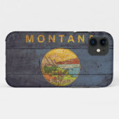 Alte hölzerne Montana-Flagge; Case-Mate iPhone Hülle (Rückseite (Horizontal))