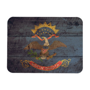 Alte hölzerne North- Dakotaflagge; Magnet
