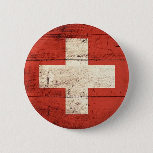 Alte hölzerne Schweizer Flagge Button (Vorderseite)