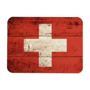 Alte hölzerne Schweizer Flagge Magnet