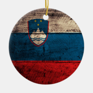 Alte hölzerne Slowenien-Flagge Keramik Ornament