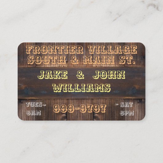 Alte hölzerne visitenkarte (Rückseite)