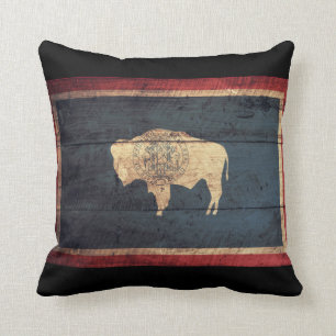 Alte hölzerne Wyoming-Flagge Kissen