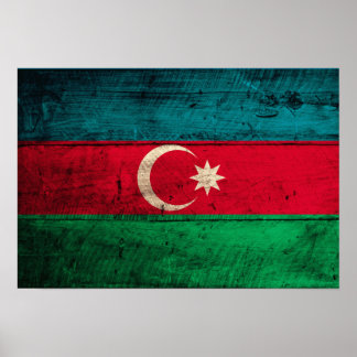 Alte Holzflagge Aserbaidschan Poster