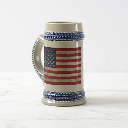 Alte Holzflagge Bierglas (Vorderseite Links)