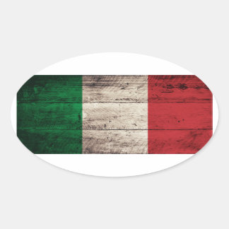 Alte Holzflagge Italien Ovaler Aufkleber