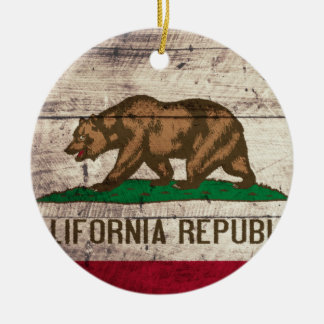 Alte Holzflagge Kalifornien Keramik Ornament
