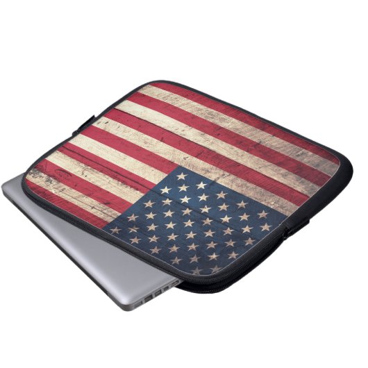 Alte Holzflagge Laptopschutzhülle (Vorne Knopf)