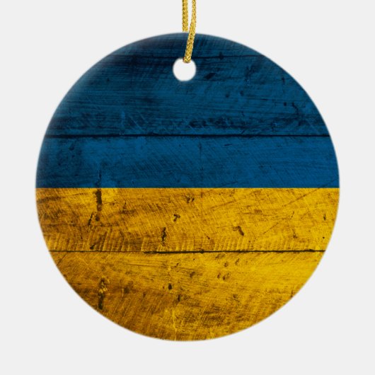 Alte Holzflagge Ukraine Keramikornament (Vorne)