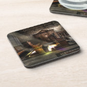 Alte Holzkirchenbank mit Kneeler Getränkeuntersetzer (Linke Seite)