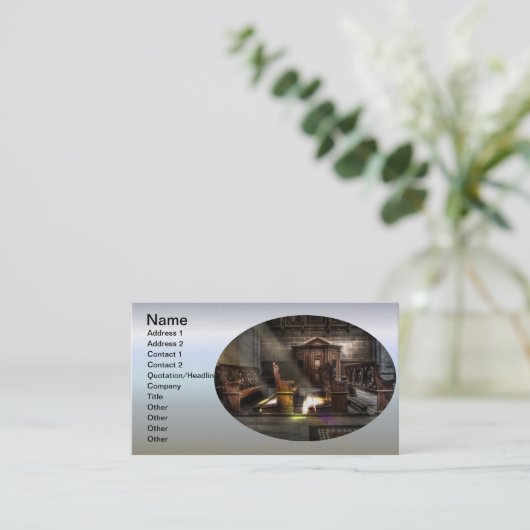 Alte Holzkirchenbank mit Kneeler Visitenkarte (Stehend Vorderseite)