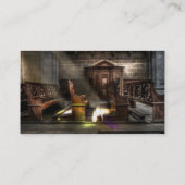 Alte Holzkirchenbank mit Kneeler Visitenkarte (Rückseite)