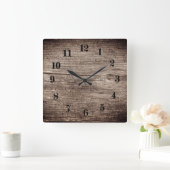 Alte Holzplanken Quadratische Wanduhr (Zuhause)