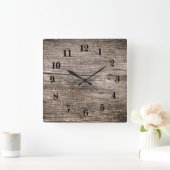 Alte Holzplanken Quadratische Wanduhr (Zuhause)