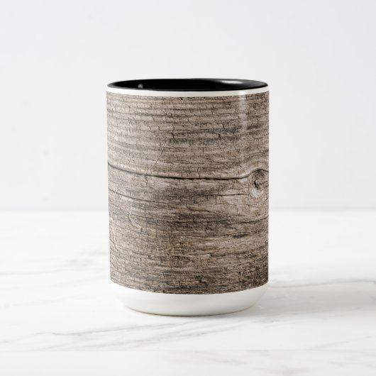 Alte Holzplanken Zweifarbige Tasse (Mittel)