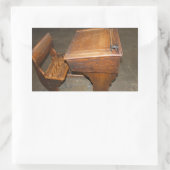 Alte Holzschreibtische und Stuhlaufkleber Rechteckiger Aufkleber (Tasche)
