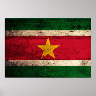 Alte Holzsuriname-Fahne Poster