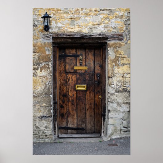 Alte Holztür mit Licht Poster (Vorne)