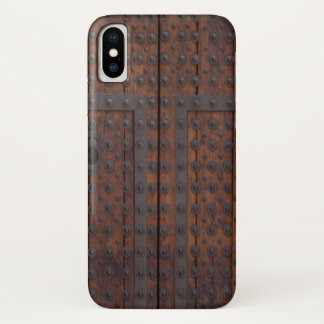 Alte Holztür mit schwarzem Metall iPhone X Hülle