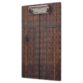 Alte Holztür mit schwarzem Metall Klemmbrett (Links)