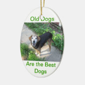 Alte Hunde sind die besten Hunde Keramik Ornament (Links)