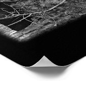 Alte Hütte und Baum. Schwarz und Weiß. Poster (Ecke)