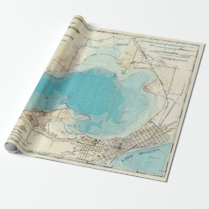 Alte hydrografische Karte Lake Mendota Geschenkpapier