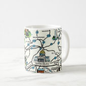 Alte illustrierte Pennsylvania-Karten-Tasse Kaffeetasse (VorderseiteRechts)