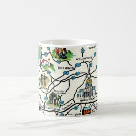 Alte illustrierte Pennsylvania-Karten-Tasse Kaffeetasse