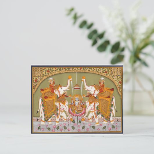ALTE INDISCHE MALERIE LORD VISHNU HINDU DEITY POSTKARTE (Stehend Vorderseite)