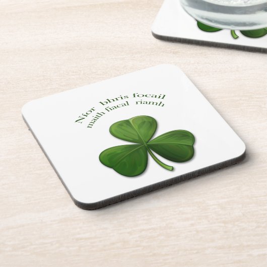 Alte irische Redewendungen über irische Entwurfspr Getränkeuntersetzer (Linke Seite)