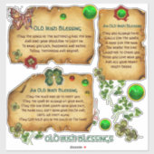 Alte irische Segen Kleeblätter aus Pergament, Schm Aufkleber (Blatt)