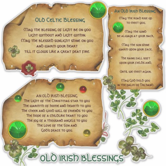 Alte irische Weihnachtssegmente Kleeblätter Aufkleber (Vorderseite)
