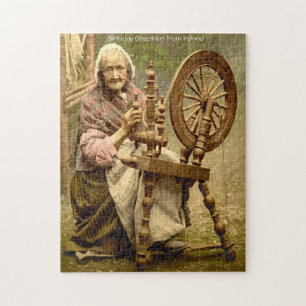 Alte irische Wolle spinnende Dame, Puzzle