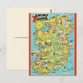 Alte Irlandkarte Postkarte (Vorne/Hinten)
